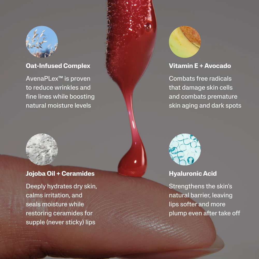 Pound Cake Cake Theory glossy finish lip oil creates non-sticky, high-shine look.