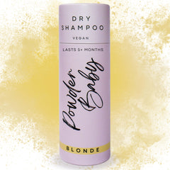 Powder Baby dry shampoo bottle front with vegan tint for blonde hair.