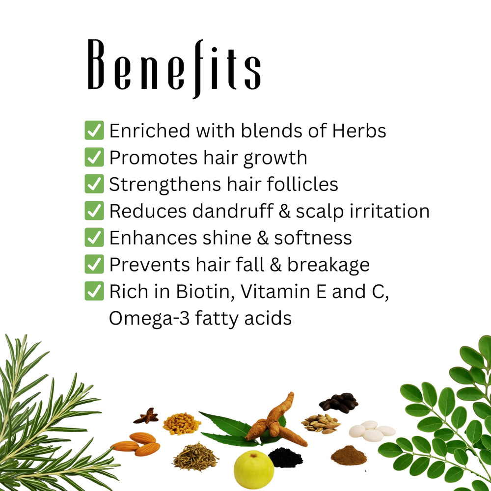 Close-up of the ingredient blend including moringa and amla.