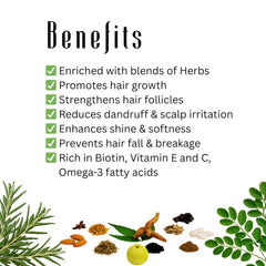 Close-up of the ingredient blend including moringa and amla.