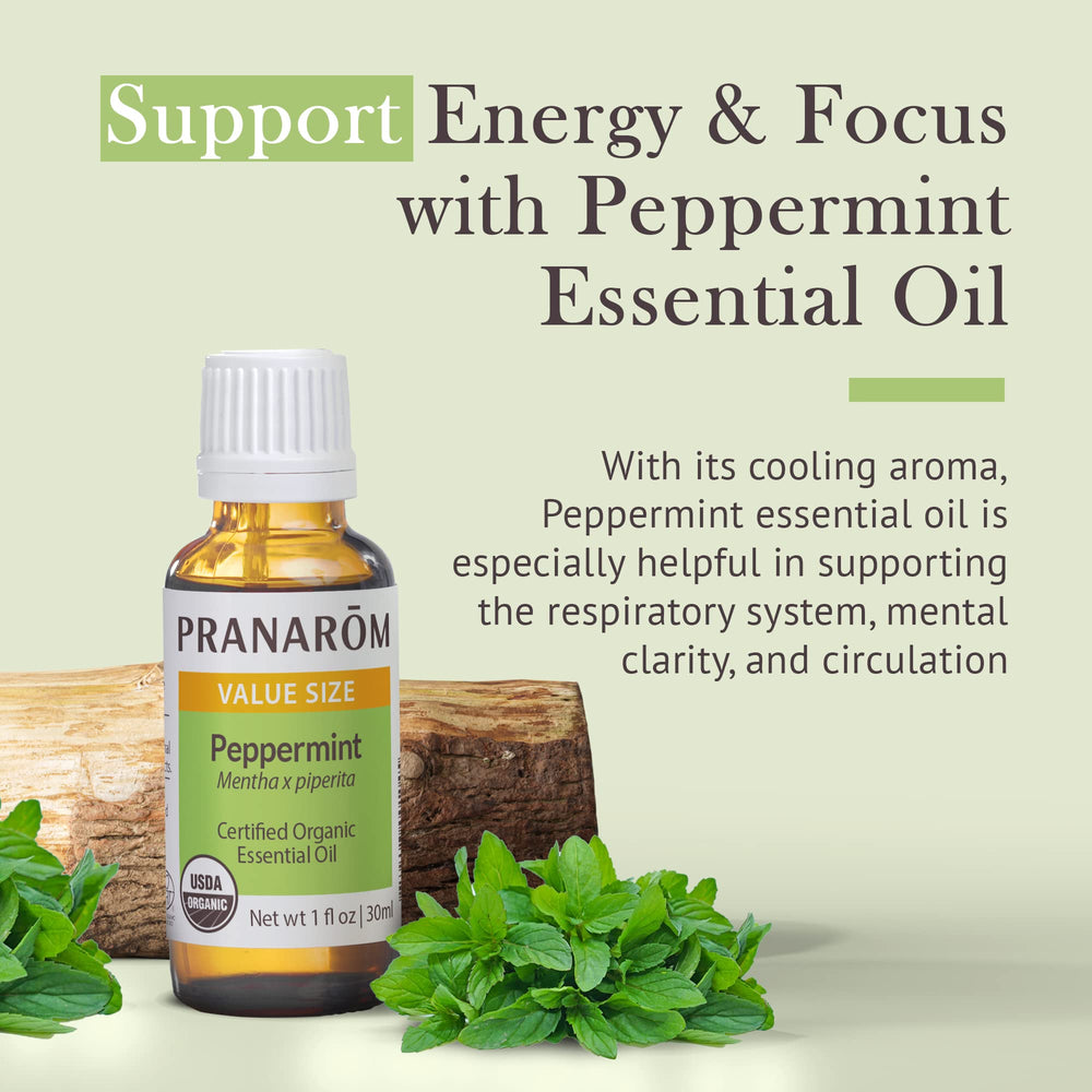 Pranarom peppermint oil for gentle topical application in massage blends.