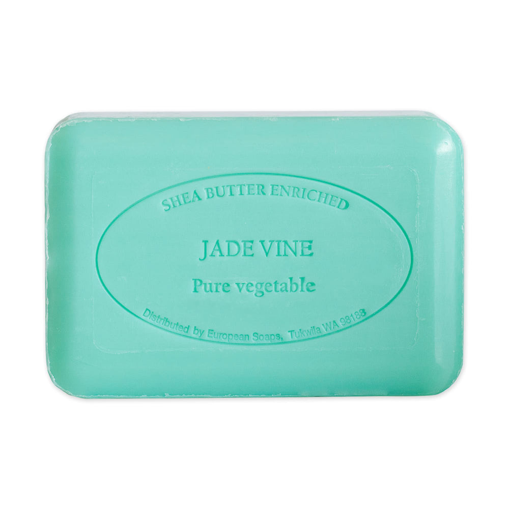 Quad-milled texture close-up on Pre de Provence soap for a smooth, long-lasting bar