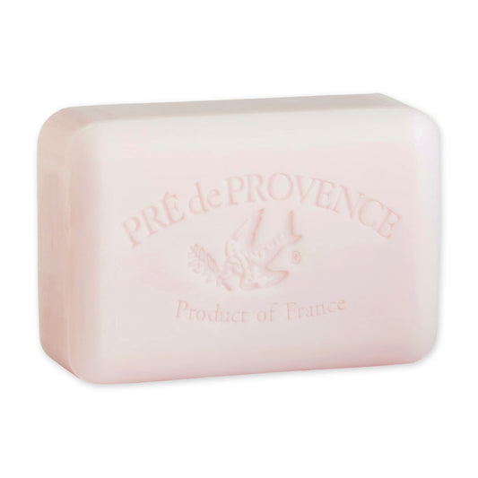 Pre de Provence lily valley soap bar displays a creamy lather.