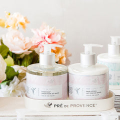 Pre de Provence Lily Valley soap packaging emphasizes natural ingredients and care.
