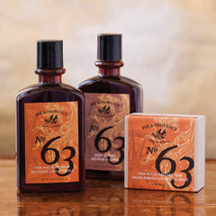 Cedar wood and citrus notes visual cue in No.63 fragrance profile