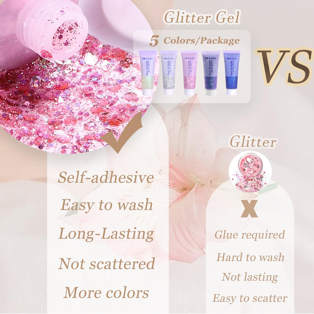 Prehot face glitter for eyes and cheeks enhances stage-ready looks safely.