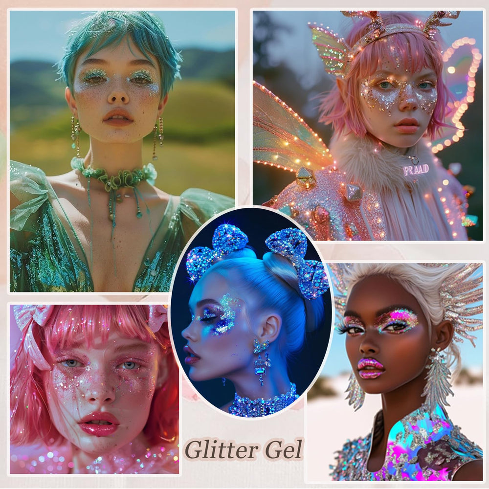 Prehot face glitter gel in purple enhances magical concert looks
