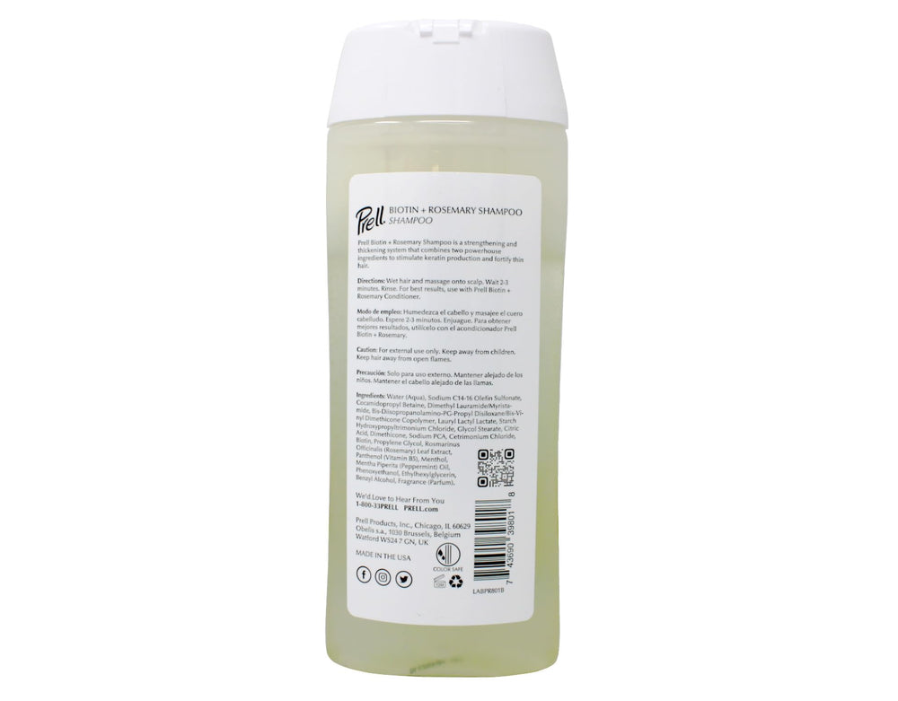 Prell Biotin + Rosemary shampoo ingredient highlight shows premium biotin and rosemary blend