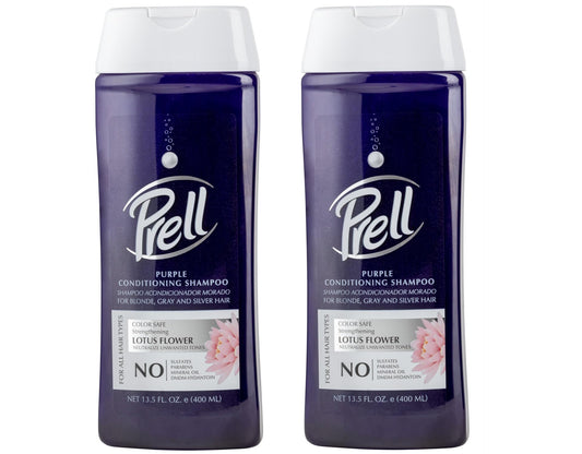 Prell Lotus Flower Purple Shampoo bottle for color-safe care and shine