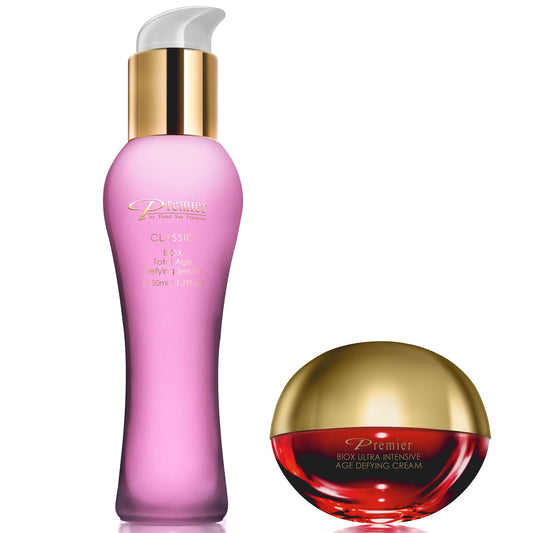 Premier Dead Sea BIOX Serum bottle pours for easy daily use.