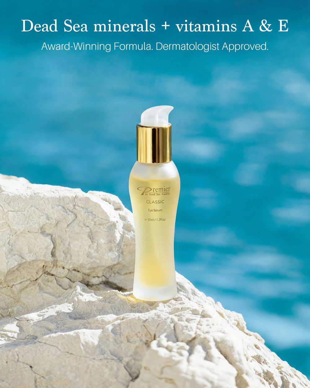 Premier Dead Sea Classic Eye Serum mineral-rich formula supports skin radiance.
