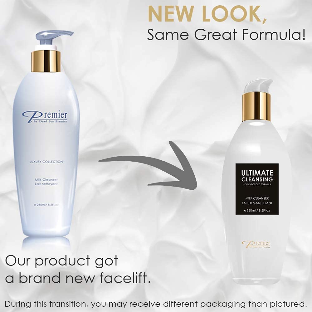 Premier Dead Sea Cleansing Milk application scene suggests simple daily ritual.