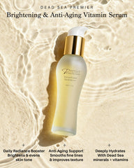 Premier Dead Sea Vitamin C Serum pump showing an easy, precise dose for morning use