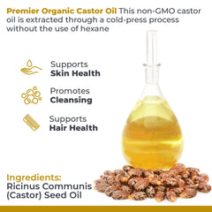 Castor oil used as a gentle facial cleanser and moisturizer by Premier Research Labs