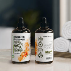 Pumpkin seed oil applied to facial skin for hydration and softness.