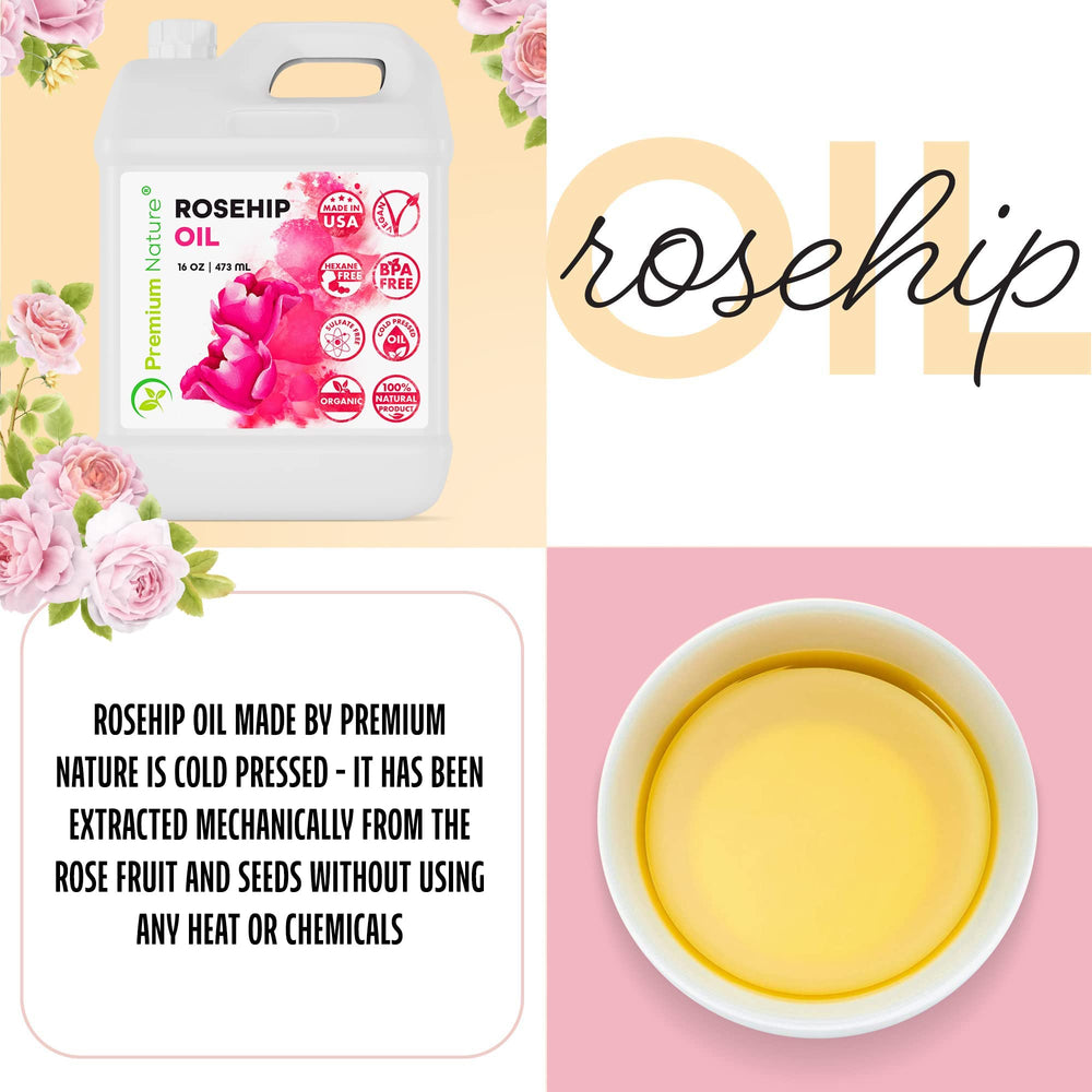 Premium Nature Rosehip Oil dropper dispense for precise moisturization