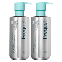 Prequel Skin Gleanser SA face pump close-up showing gentle cleansing and hydration.