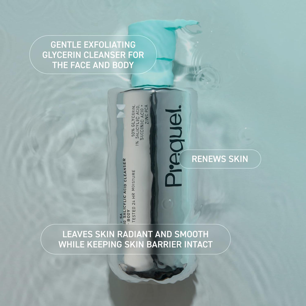 Prequel Skin Gleanser SA unscented bottle for sensitive skin.