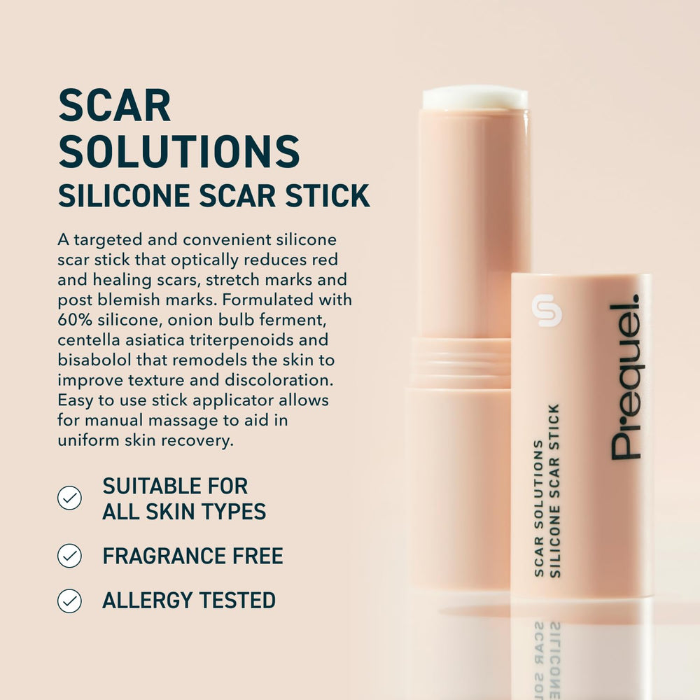 Prequel Skin Scar Solutions Stick application close-up for precise targeting.