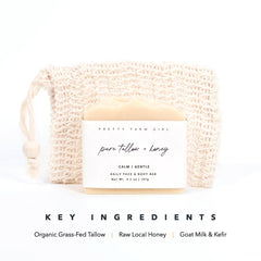 Pretty farm girl soap on a washcloth ready for daily cleansing ritual.