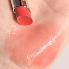 PRETTYSKIN lip balm Ruby Glow swatch gives a soft red flush and hydration.