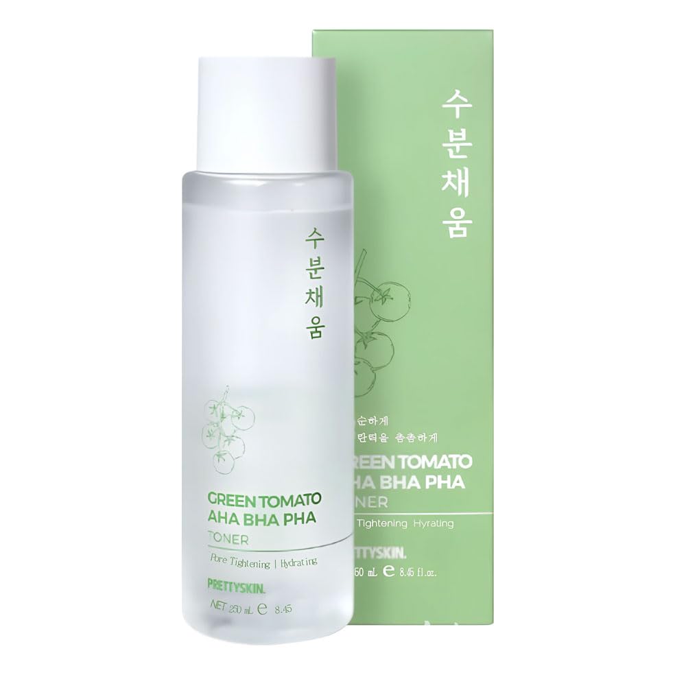 PRETTYSKIN Tomato Toner bottle for daily hydration and gentle exfoliation.