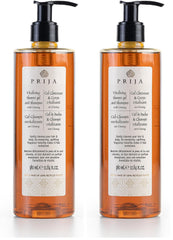 Prija Vitalizing gel shampoo bottle pouring for an energizing cleanse