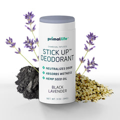 Primal Life Organics deodorant application shown for smooth, quick daily use.