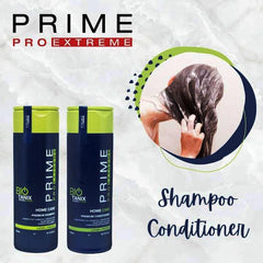Prime Pro Extreme Bio Tanix Shampoo kit shown with conditioner and mask for complete care.