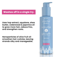 PrimePrometics PrimeHair Luster conditioner hair closeup showing silky, strengthened strands.