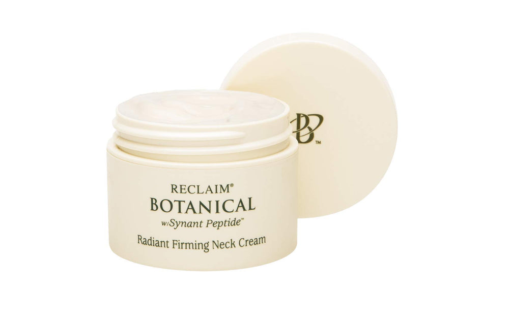 Principal Secret Radiant Firming Neck Cream jar close-up shows luxurious texture for neck and décolleté