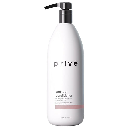 Privé Amp Up bottle front highlights weightless volume for fine hair.