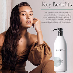 Prive Damage Fix Shampoo daily-use scene suggests easy at-home care