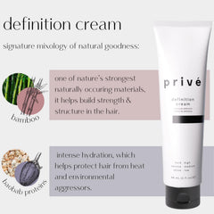 Privé Definition Hair Cream high hold for lasting slick back styles.
