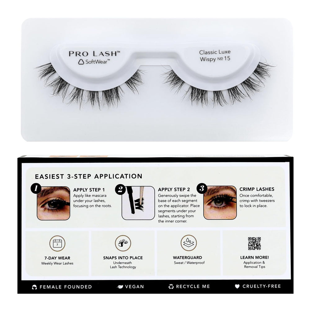 Pro Lash SoftWear inner and outer wispy design for a natural eye opening.