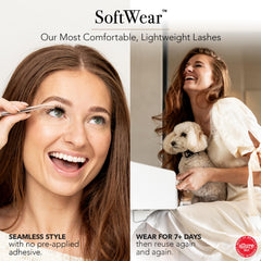 Pro Lash SoftWear lightweight clusters on eye for comfortable wear.