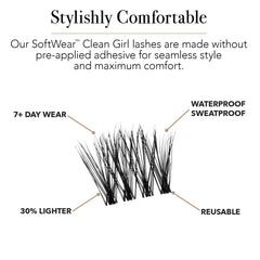 Pro Lash SoftWear lightweight lashes for a natural, day-long look.