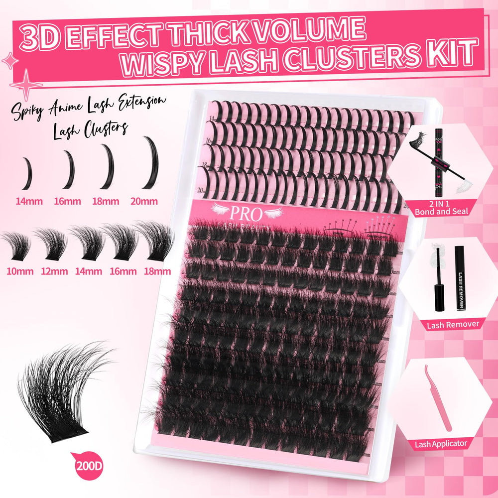 PRO LASHBEAUTY 3D wispy lash clusters offer natural drama with lightweight comfort.