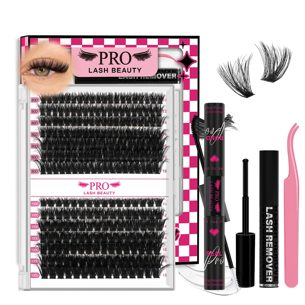 PRO LASHBEAUTY lash clusters kit - 3D style tray for natural volume.