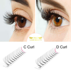 PRO LASHBEAUTY premade fans mixed length tray for customization (9-15 mm).