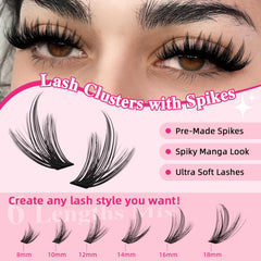 PRO LASHBEAUTY spiky lash clusters 200D adds volume with layering.