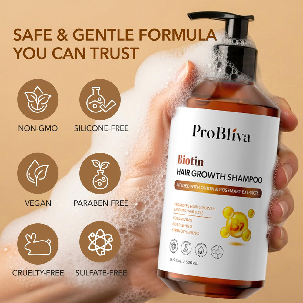Back of ProBliva duo pack displaying color-safe and sulfate-free claims.