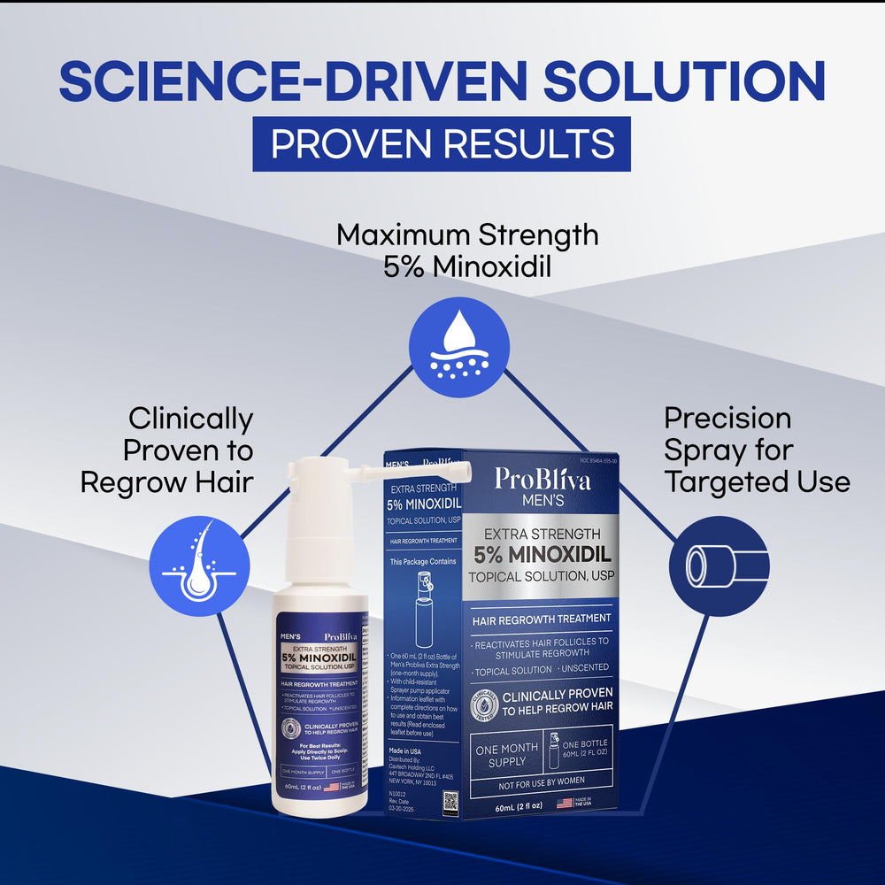 ProBliva Minoxidil label detail highlighting USA-made quality and strength