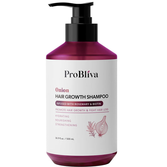 ProBliva Onion & Biotin Shampoo bottle supports daily scalp nourishment