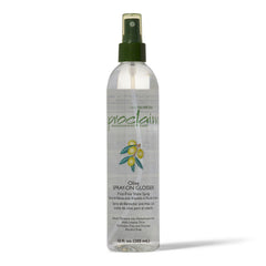 Proclaim Olive Spray On Glosser bottle closeup for smooth, detangled hair