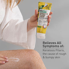 Texture swatch reveals creamy KP lotion for sensitive skin
