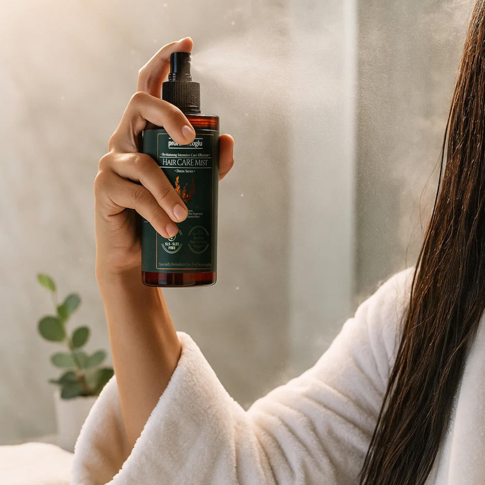 Spritzing mist during routine styling to ease detangling.
