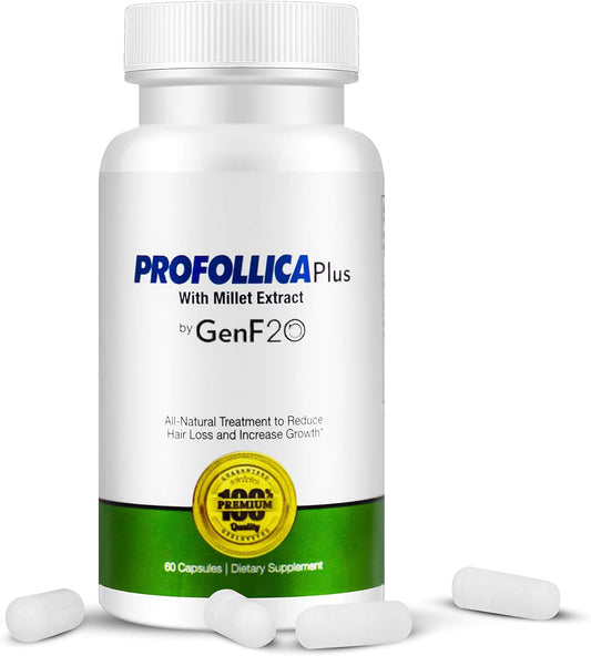 Profollica Millet bottle pouring, supporting daily hair wellness routine.
