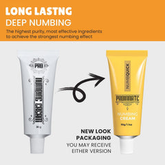 Numbing effect timer on Proinnate indicating 5 to 45 minutes relief.
