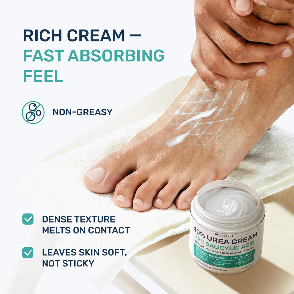 PROJECT 701 Urea Cream tea tree oil blend suggests cooling, fresh feel